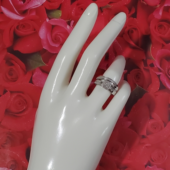 Forever Bride Trio 925 Diamond Engagement/Wedding Rings - Picture 5 of 13